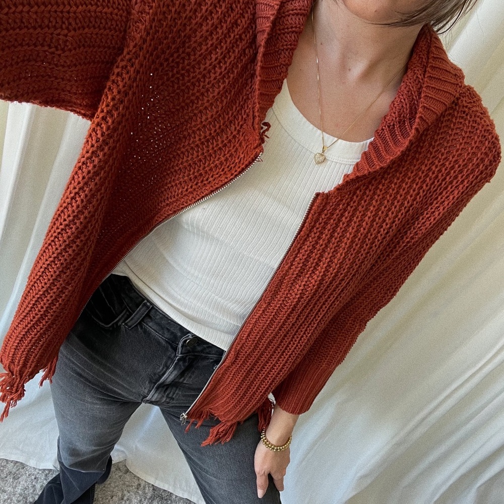 JACKET knitted crochet jacket — In Rust - Picture 6 of 7